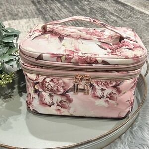 Sophia Joy Floral Pink Double Zip Train Case